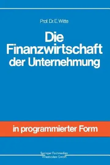 Cover of Die Finanzwirtschaft Der Unternehmung