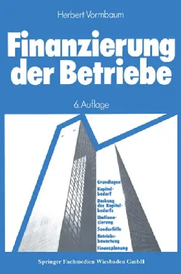 Cover of Finanzierung der Betriebe