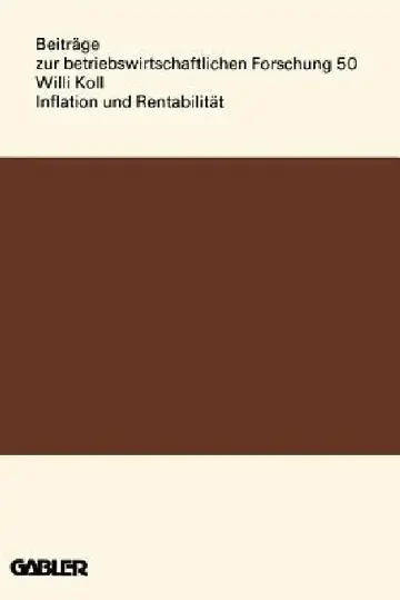 Cover of Inflation Und Rentabilität