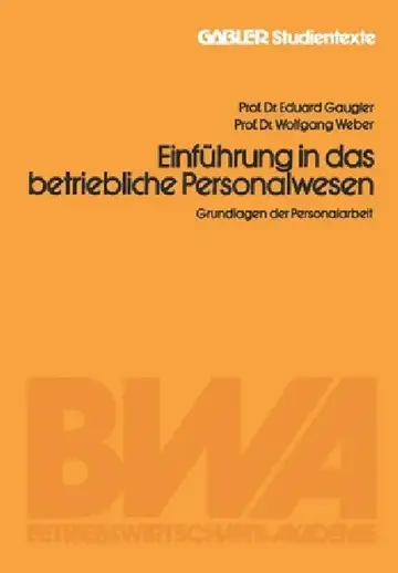 Cover of Einführung in das betriebliche Personalwesen