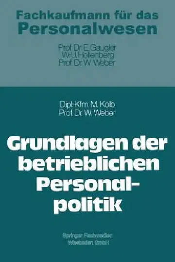 Cover of Grundlagen Der Betrieblichen Personalpolitik