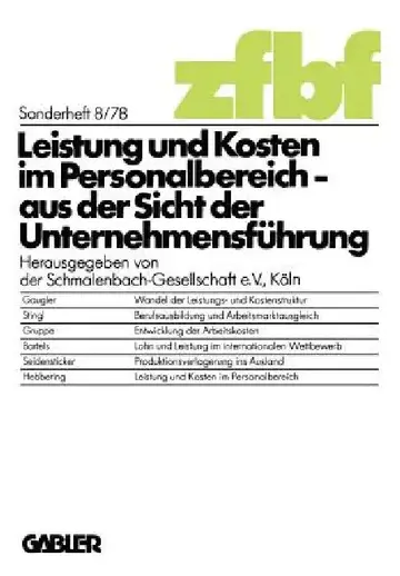 Cover of Leistung Und Kosten Im Personalbereich