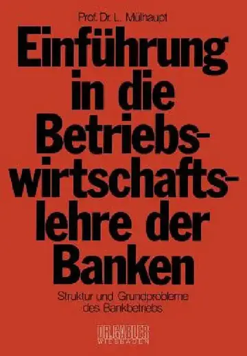Cover of Einführung in Die Betriebswirtschaftslehre Der Banken