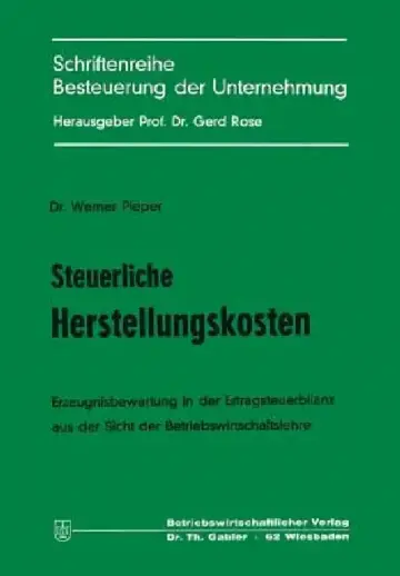 Cover of Steuerliche Herstellungskosten
