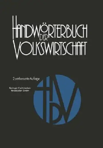 Cover of Handwörterbuch Der Volkswirtschaft