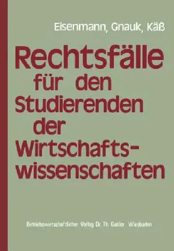 Cover of Rechtsfälle Für Studierende Der Wirtschaftswissenschaften