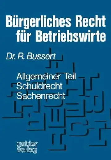 Cover of Bürgerliches Recht Für Betriebswirte
