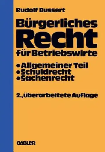 Cover of Bürgerliches Recht Für Betriebswirte