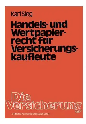 Cover of Handels- Und Wertpapierrecht Für Versicherungskaufleute