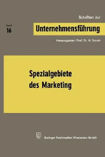 Cover of Spezialgebiete Des Marketing