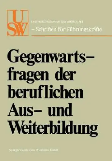 Cover of Gegenwartsfragen Der Beruflichen Aus- Und Weiterbildung