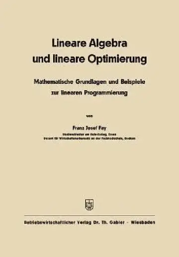 Cover of Lineare Algebra Und Lineare Optimierung