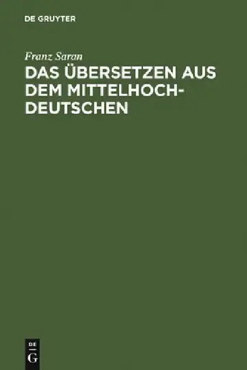 Cover of Das Übersetzen Aus Dem Mittelhochdeutschen
