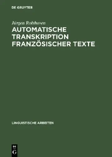 Cover of Automatische Transkription Französischer Texte