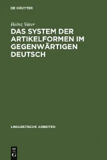 Cover of Das System der Artikelformen im gegenwärtigen Deutsch
