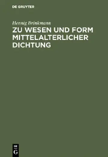 Cover of Zu Wesen Und Form Mittelalterlicher Dichtung