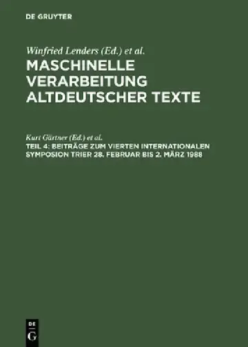 Cover of Beiträge Zum Vierten Internationalen Symposion Trier 28. Februar Bis 2. März 1988