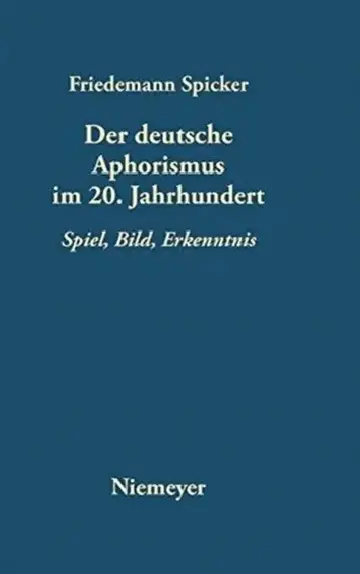 Cover of Der deutsche Aphorismus im 20. Jahrhundert