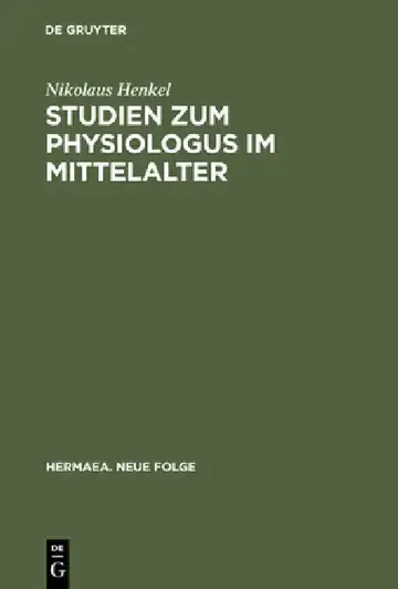 Cover of Studien Zum Physiologus Im Mittelalter