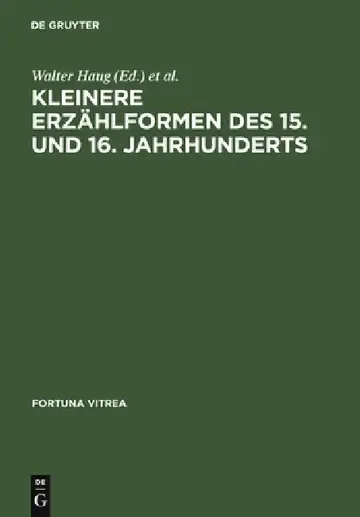 Cover of Kleinere Erzählformen Des 15. Und 16. Jahrhunderts