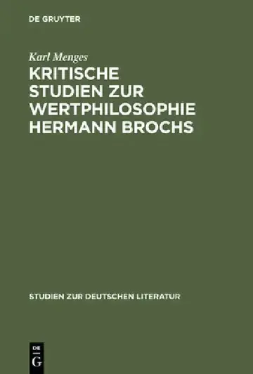 Cover of Kritische Studien Zur Wertphilosophie Hermann Brochs