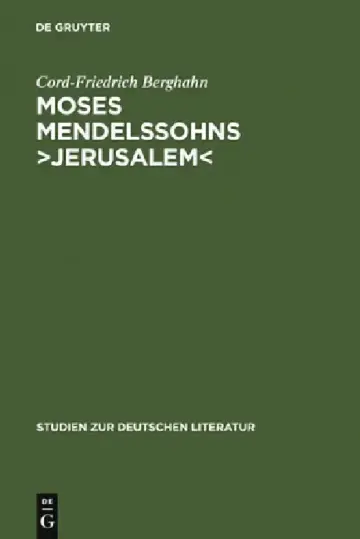 Cover of Moses Mendelssohns >Jerusalem