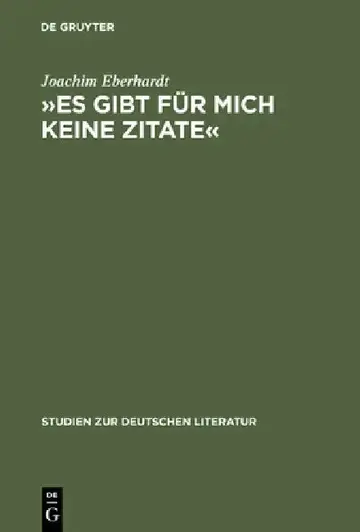 Cover of »Es Gibt Für Mich Keine Zitate«