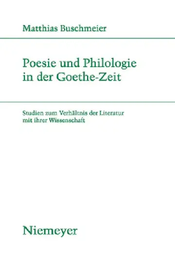 Cover of Poesie und Philologie in der Goethe-Zeit