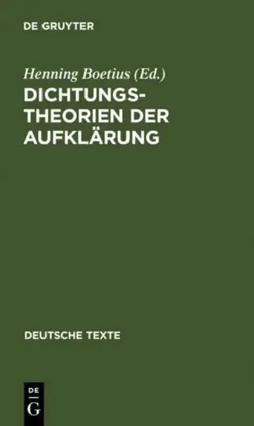 Cover of Dichtungstheorien Der Aufklärung