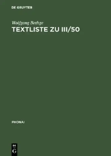 Cover of Textliste Zu III/50