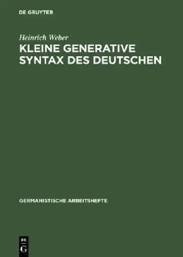 Cover of Kleine Generative Syntax Des Deutschen