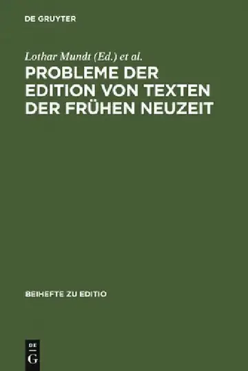 Cover of Probleme der Edition von Texten der frühen Neuzeit