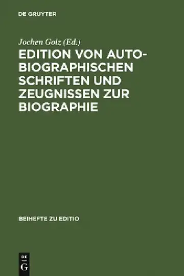Cover of Edition Von Autobiographischen Schriften Und Zeugnissen Zur Biographie