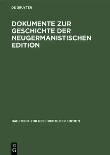 Cover of Dokumente Zur Geschichte Der Neugermanistischen Edition