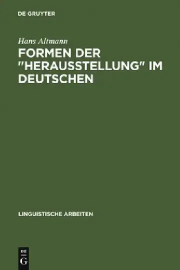 Cover of Formen der "Herausstellung" im Deutschen