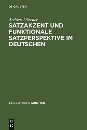 Cover of Satzakzent und Funktionale Satzperspektive im Deutschen