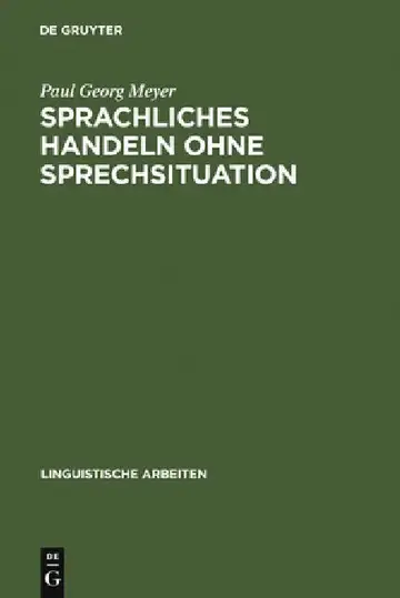 Cover of Sprachliches Handeln Ohne Sprechsituation