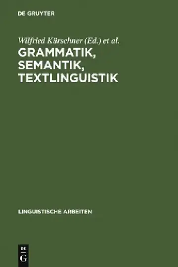 Cover of Grammatik, Semantik, Textlinguistik