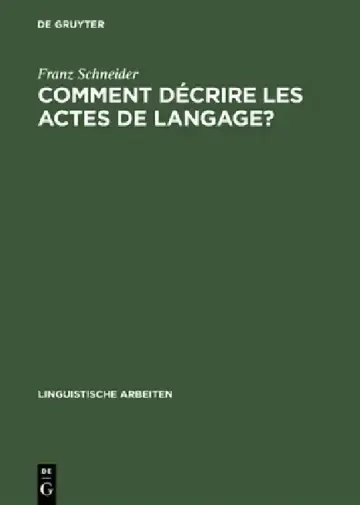 Cover of Comment Decrire Les Actes de Langage?