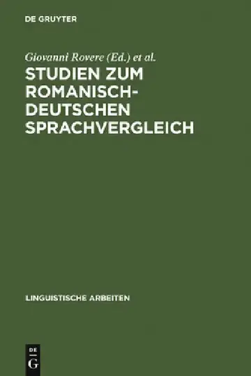 Cover of Studien Zum Romanisch-Deutschen Sprachvergleich