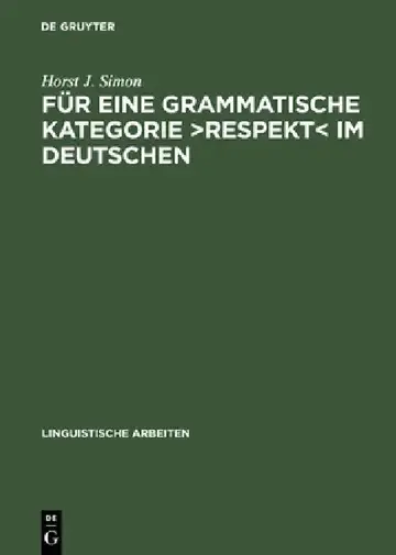 Cover of Für Eine Grammatische Kategorie >Respekt