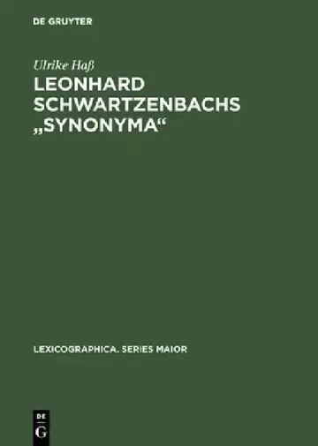 Cover of Leonhard Schwartzenbachs "Synonyma"