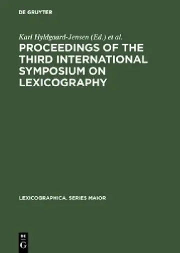 Cover of Proceedings of the Third International Symposium on Lexicography