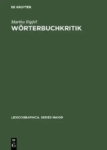 Cover of Wörterbuchkritik