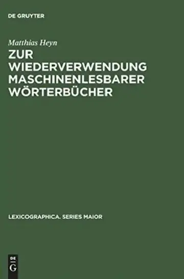 Cover of Zur Wiederverwendung Maschinenlesbarer Wörterbücher