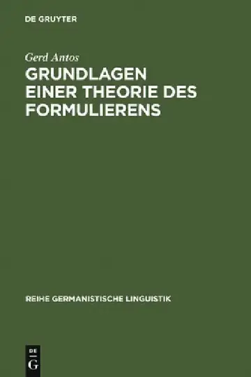 Cover of Grundlagen einer Theorie des Formulierens