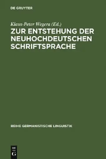 Cover of Zur Entstehung Der Neuhochdeutschen Schriftsprache