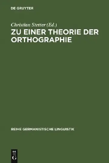Cover of Zu Einer Theorie Der Orthographie