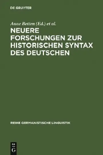 Cover of Neuere Forschungen Zur Historischen Syntax Des Deutschen
