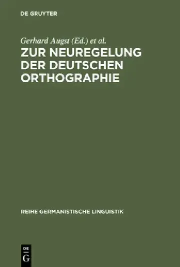 Cover of Zur Neuregelung Der Deutschen Orthographie